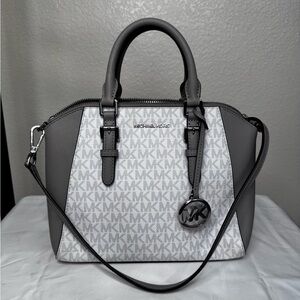 Michael Kors White and Grey Crossbody Purse